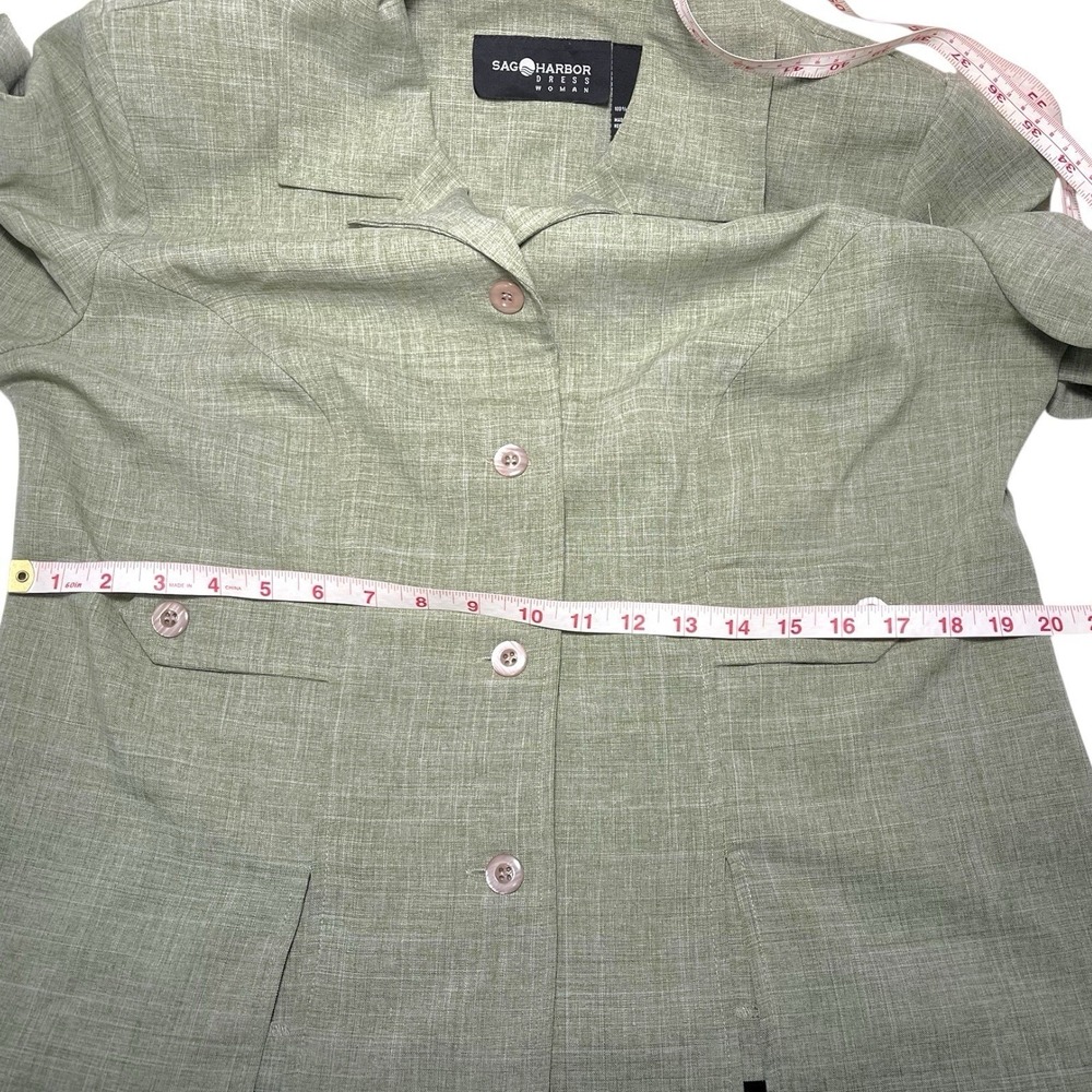 Sag Harbor 14W Green Pant Suit Short Sleeve Blazer Trousers Vintage Officecore - Picture 6 of 16
